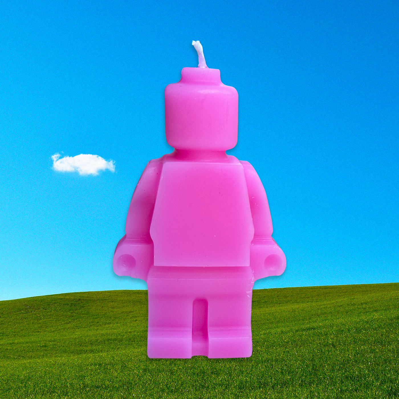 Pink Lego Man Candle