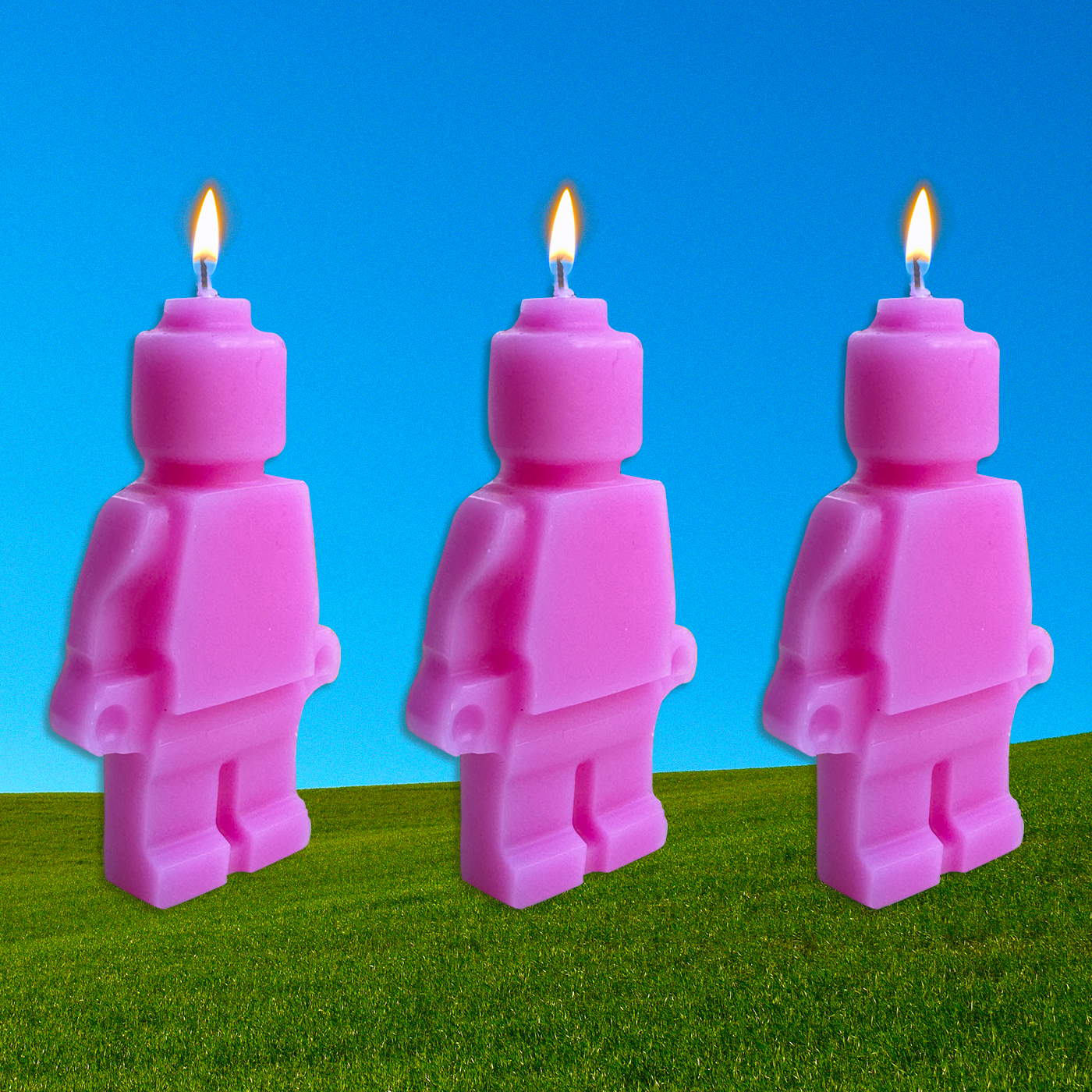 Pink Lego Man Candle